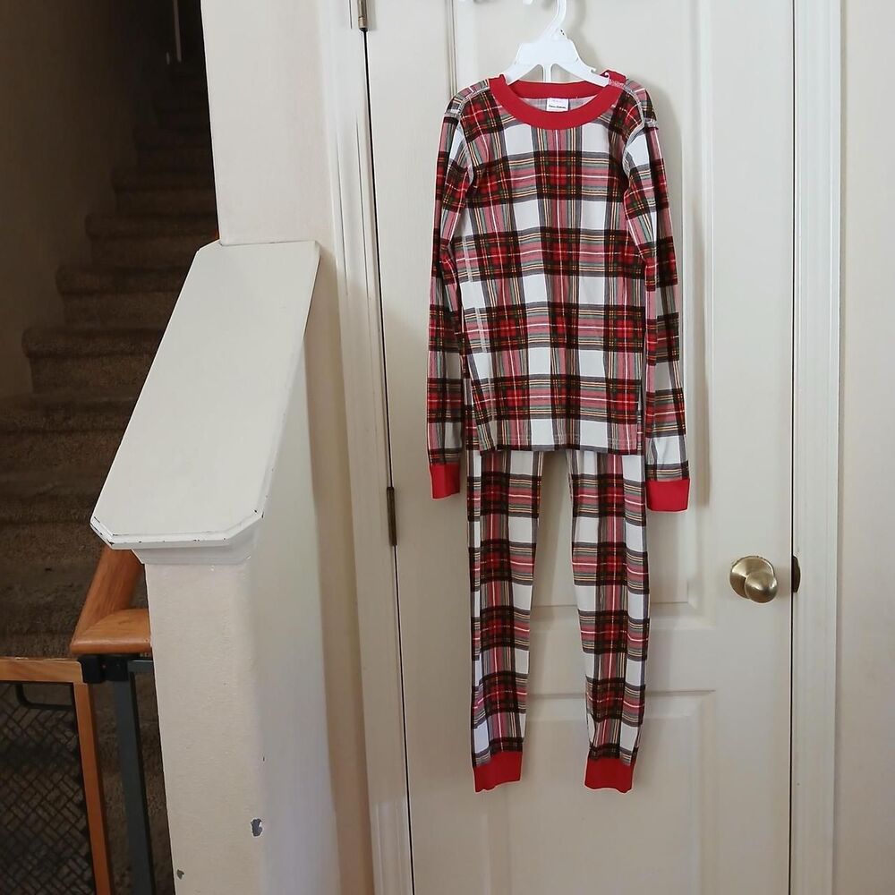 Hanna Andersson 100% Organic Cotton Plaid Pajamas Set Kids 12y Holiday Matching